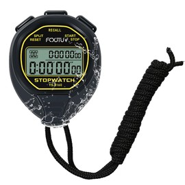 FCXJTU Digital Waterproof Stopwatch, 60 Rounds Split Memory Stopwatch, No Clock, No Calendar, No Alarm, Simple Silent Large Display, Stopwatch for Sports, Swimming, Training, Trainer