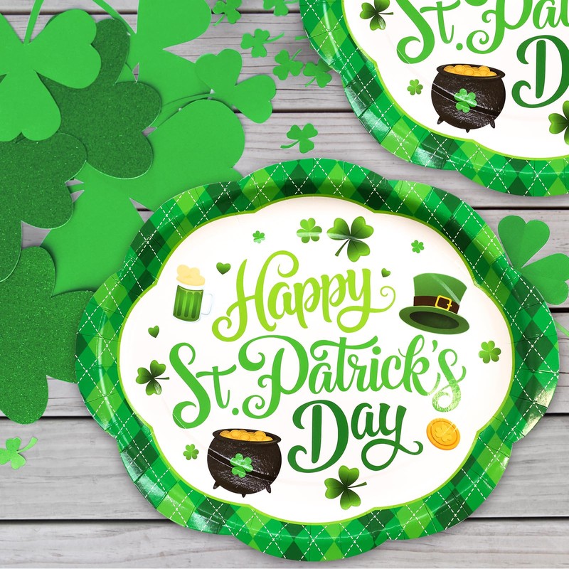 Fancy Land 30 Pcs St Patrick’s day Oval Paper Plates
