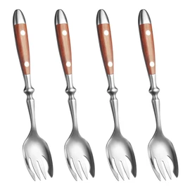 4 Pcs Sporks Set Stainless Steel Salad Spoons with Bakelite Handle,Salad Forks Spork for Salad,Fruit,Dessert