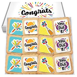 Congrats Gift Cookies Congratulations Gift Basket 12 PACK For Kids Men Women Graduation Friend | Nut Free | Kosher