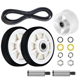 12001541 303373K Dryer Drum Roller Kit, WP33002535 Drum Belt, 6-3700340 Dryer Idler Pulley Upgrade,15 Years Warranty, Fit for Maytag Crosley Kenmore Dryer, Replace 303373,306508VP,33001783,33002535