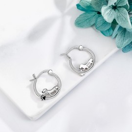 Dachshund Earrings Sterling Silver Dachshund Wiener Dog Hoop Earrings Dachshund Jewellery Gifts for Women