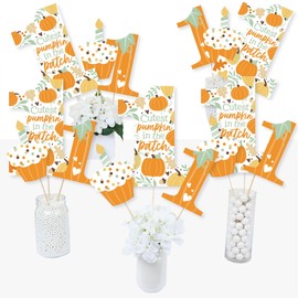 Big Dot of Happiness 1st Birthday Little Pumpkin - Fall First Birthday Party Centerpiece Sticks - Table Toppers - Set of 15