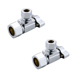 (2-Pack) Cyrret Angle Stop Shut off Valve 1/4 Quarter Turn 5/8" OD (1/2" Nominal) Compression Inlet X 3/8" OD Compression Outlet Chrome Plated Brass…