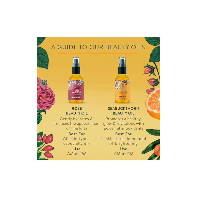 Badger Seabuckthorn Face Oil 1oz- Certified Organic