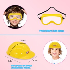 Magic4u Toy Tool Set Girl Pretend Play Construction Tool Accessories Tool Toys with Hat Tool Box Tape Measure Toy Electric Drill Hammer