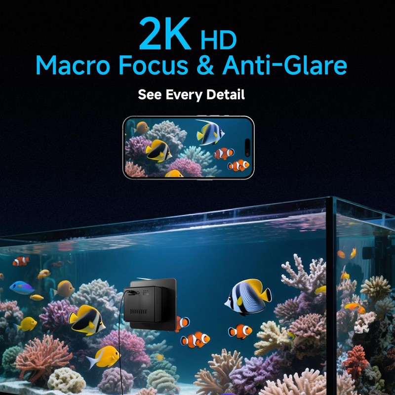 Amouu 2K HD Aquarium & Terrarium WiFi Pet Camera,140° Wide-Angle