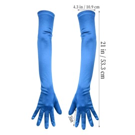 LUTER Long Elbow Satin Gloves, Elegant Long Gloves 21" Stretchy 1920s Opera Gloves for Women, Evening Party Gloves for Women Girls Cosplay Carnival Anniversary (Blue)