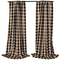 lovemyfabric Big Buffalo 2 Inch Checkered 100% Polyester Curtain Window Treatment/Decor Panel Country Style- Black and Beige (1, 56"X36")
