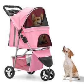 CAAP DRIVEN 3-Wheel Dog Stroller - Compact Foldable Design with Breathable Mesh & Cup Holders for Cats & Small Pets, CAAP-DGS-A78-PK
