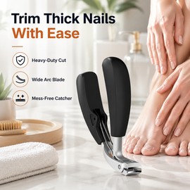 Heavy-Duty Nail Clippers for Thick Nails – Stainless Steel Cutter with Catcher for Clean Grooming