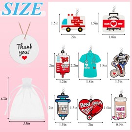 Henoyso 48 Pcs Nurse Gifts Nurse Keychain Nurse Party Favors with Christmas Gifts Thank You Tags Organza Bags Nurse Doctor (Cute)