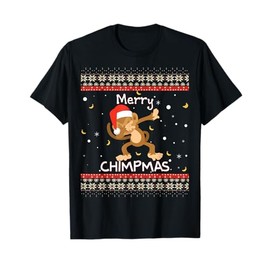 Merry Chipmas Ugly Monkey Christmas Sweater Jumper Pajamas T-Shirt