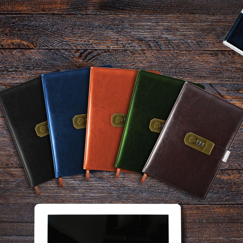 Qefuna Diary with Lock, A5 PU Leather Diary with Code