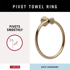 Delta Lahara (1-Pack) Hand Towel Holder Champagne Bronze Towel Racks for Bathroom Wall Round Towel Ring Holder for Bath Towel Hanger for Kitchen, Bathroom Accessories 73846-CZ