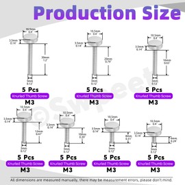 Swpeet 35Pcs 7 Sizes M36/8/10/12/16/20/30mm Nickel Plated Flat Knurled Head Fully Threaded Thumb Screws Assortment Kit