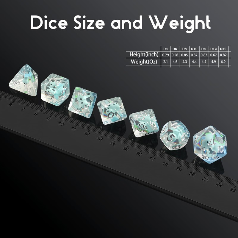 Dinosaur D&D Dice Set 7PCS Polyhedral Dice for Dungeons and