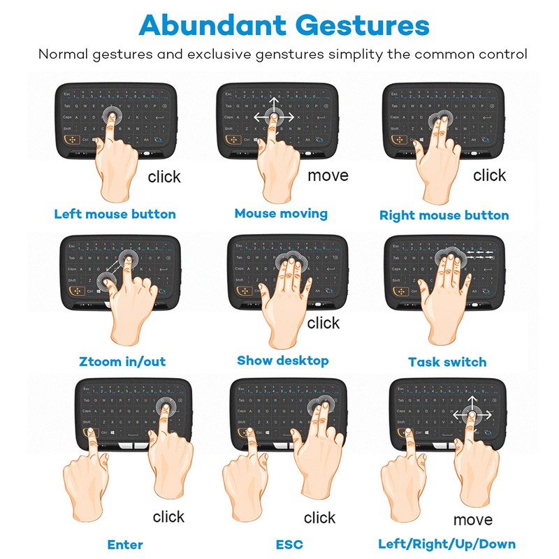 2.4Ghz Mini Wireless Keyboard With Touchpad, Whole Panel Multi touch