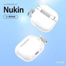 Araree AR27403AP4 Airpods 4 Case, Nu:kin Hard Clear Case, Top and Bottom Integrated Cover, Air Pods 4, Shockproof, Polycarbonate, Strap Hole Included, Wireless Charging, Clear