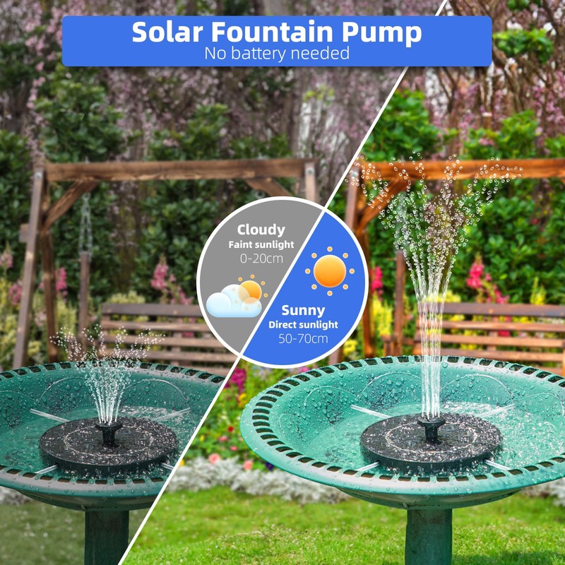 Solar Fountain for Bird Bath, Solar Water Fountain with Multiple