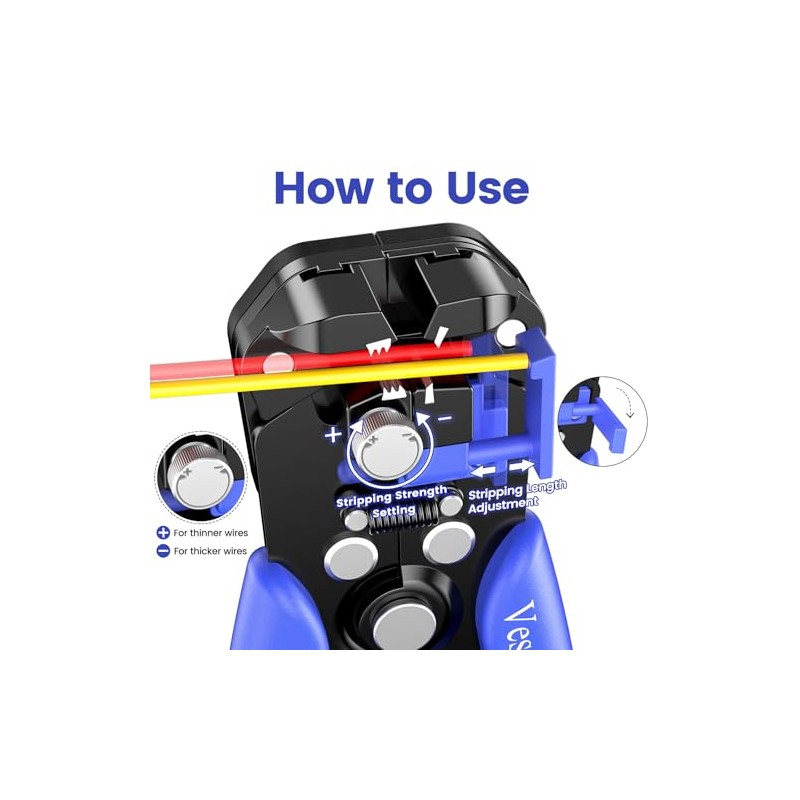 Wire Stripper and Crimping Tool,AWG 24-10 Automatic Stripper Tool with