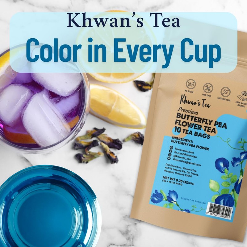 Khwan's Tea Butterfly Pea Flower Tea - Premium Herbal Tea