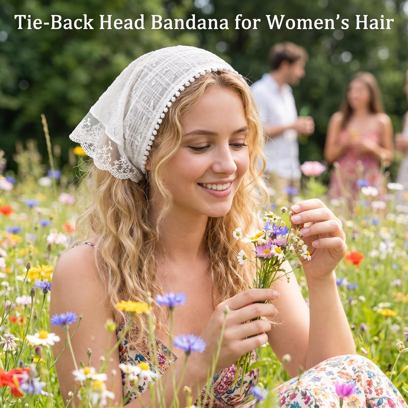 2 Pack Lace Head Scarf for Women Hair Scarf Bandana