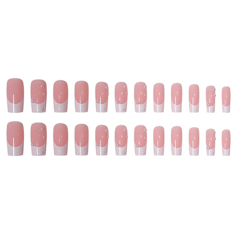RikView Square Press On Long Fake Nails - French Tips