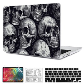 QCzyc Compatible with MacBook Pro 16 inch Case 2021-2024 Release M4 A3403 A3186 M3 A2991 M2 A2780 M1 A2485 Pro/Max Hard Shell Plastic Case &Mac OS Keyboard Sticker&Keyboard Cover (Skull)