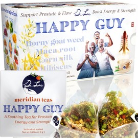 Dr. Lu's Té Feliz para Hombre | 100% Té Natural Energizante para Hombres | Apoya la Próstata, Vitalidad y Fertilidad | Mezcla de 11 Hierbas con Maca, Seda de Maíz y Hibisco en Bolsas de Té de Fibra de