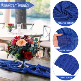 Royal Blue 10FT Cheesecloth Table Runner Boho Gauze Fabric Table Runner Rustic Sheer Runner for Wedding Bridal Baby Shower Birthday Party Boho Table Decor（1 Pack Royal Blue）