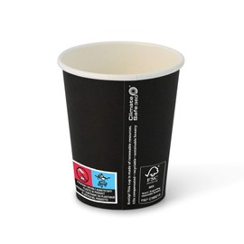 BIOZOYG Paper Cups, Pack of 50, 200 ml / 8 oz, Diameter 80 mm, Black - Cups for Hot Drinks - Coffee Cups to Go Made of Cardboard - Disposable Cups, Alternative to Styrofoam Cups