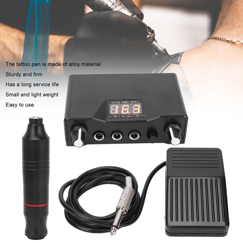 Professional Tattoo Pen Kit Tattoo Machine Foot Pedal Power Supply