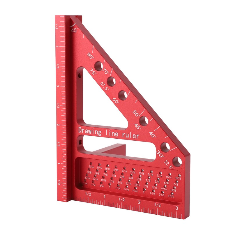 Carpenter Square Hole Scribing Ruler 45 90 Degree Aluminum Alloy