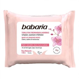 Babaria ROSA MOSQUETA - Toallas para quitar maquillaje (25UN), color negro, talla única                                                               