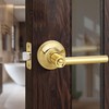 Gaurqiah Bright Gold Privacy Door Handle, Round Design Keyless Door