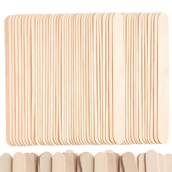 100 Pcs Natural Wood Craft Sticks, 5.91 IN Jumbo Size