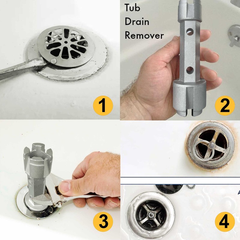 Hanpex Tub Drain Remover Wrench - Dual Ended for Bath