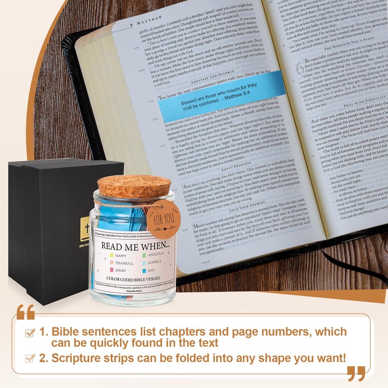 Bible Verse Jar, Inspirational Scripture Gift for Daily Comfort, Encouragement,