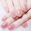 Handcess Oval False Nails Bling Glitter Pink Press on Nails
