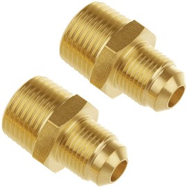 ANPTGHT 2pcs Metals Brass Tube Fitting Coupling Half Union Gas Adapter 3/8" Flare x 1/2" Male Pipe Connector