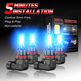 CHUSYYRAY 9005 9006 LED Headlights Kit Combo Bulbs 10000K High Low Beam Super Bright US