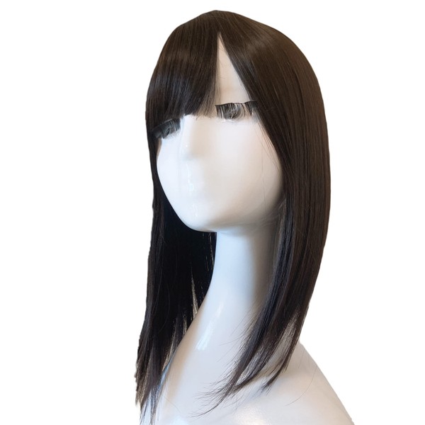 Luce brillare Wig, Partial Wig, Hairpiece, Bangs, Women's Synthetic Hair, Hair Whorl, Crown Wig, I-type Whorl, Wig, Women's, 13.8 inches (35 cm), Thin Hair, Hair Removal, Partial Wig, Insulated Beauty Semi-Long (Natural Brown)