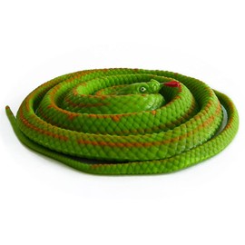 BOHS Elastic Rubber Green Snake- Stretch & Swing - Easy Camouflage - Prank Toy Scary Fake Lifelike Animal Model - 130 CM / 4.2 Feet