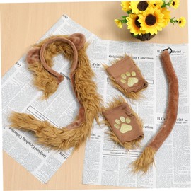 [SAFIGLE] 1 Set Lion Suit Lion Tail Artificial Lion Tail Lion Headband Lion Tamer Costume Lion Adult Costume Brown