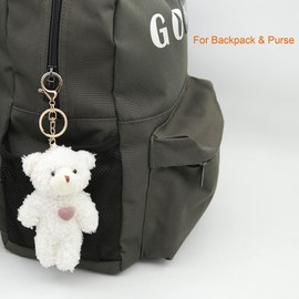 Zitokin Bear Plush Keychain Toys for Kids with Purple Heart 5" Inch Stuffed Teddy Plushie Backpack Purse Pendant Gift for Girls (C-White-Heart)