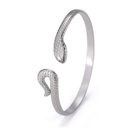 UNIFT Snake Bracelet for Women Stainless Steel Vintage Chic Open Serpent Bangle Bracelet Animal Jewelry (silver 1)