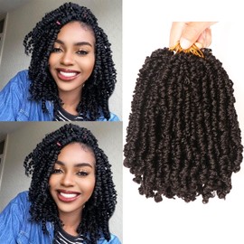 Seimainurs 8 Inch 8 Packs Yanky Twist Crochet Hair Pre loop Twisted Yanky Twist Spring Twists Synthetic Crochet Braiding Hair Extensions For Black Women