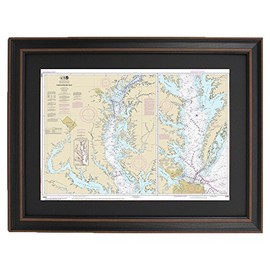 Framed Nautical Chart 12280 : Chesapeake Bay - Standard Size. Handmade in USA