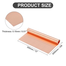 uxcell Pure Copper Sheet Roll, 0.15mm 19Ga Thick T2 Copper Flashing 3050mm x 300mm/10Ft x 12in Copper Strip Soft Copper Metal Foil Plate for Craft Electrical House Repair